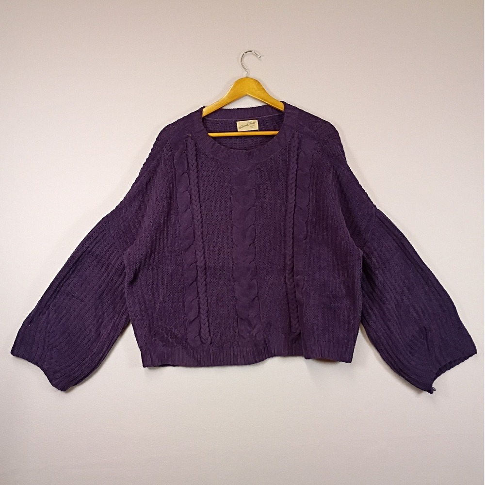 Cozy Boho Universal Thread Womens Large Purple Chenille Cable Knit Sweater